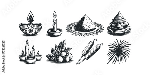 Traditional Oil Lamps with Floral Accents and Pyramids