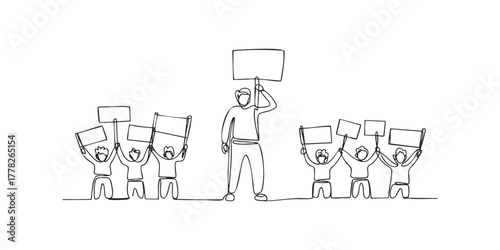 Group of people holding blank signs in protest