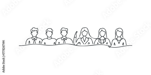 Group of people in minimalist line style