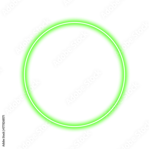 Vibrant Green Neon Circle Frame on Clear Backdrop for Unique Designs and Creative Projects and Energetic Graphic Overlays Elements