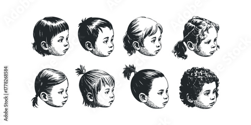 Diverse children profiles in graphic style