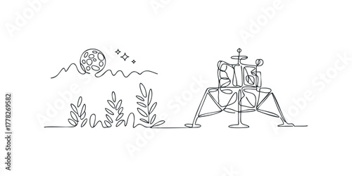 Space exploration lunar module and celestial bodies