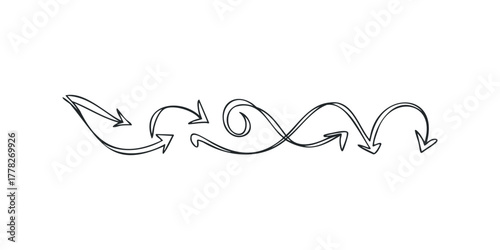 Collection of Hand Drawn Curving Arrows