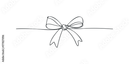Single Line Drawing of a Decorative Ribbon Bow
