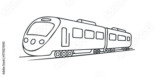 Simple outline drawing of a modern passenger train