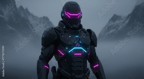 Sleek Cybernetic Armor in Dramatic Light