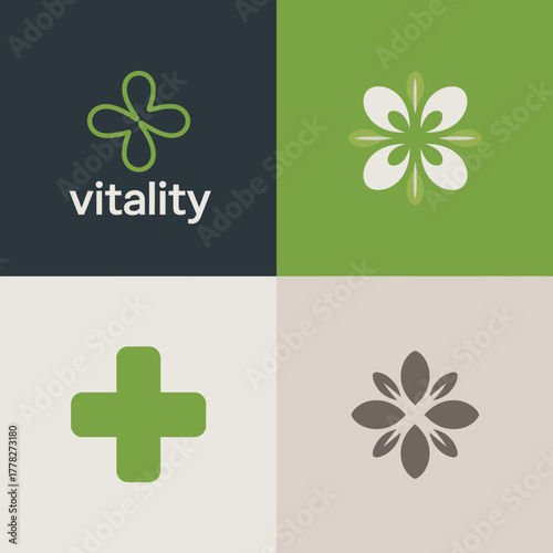 Bold logos featuring floral elements and crosses symbolize health and vitality, perfect for various wellness and health-related businesses seeking creative branding solutions.