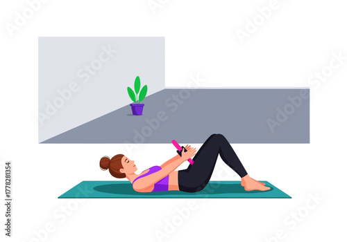 Woman mat exercises with pink pilates ring suitable for fitness blogs, wellness websites, social media posts, workout infographics.