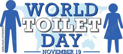 Raising awareness for World Toilet Day on November 19th, promoting sanitation and hygiene globally for a healthier future, with male and female icons