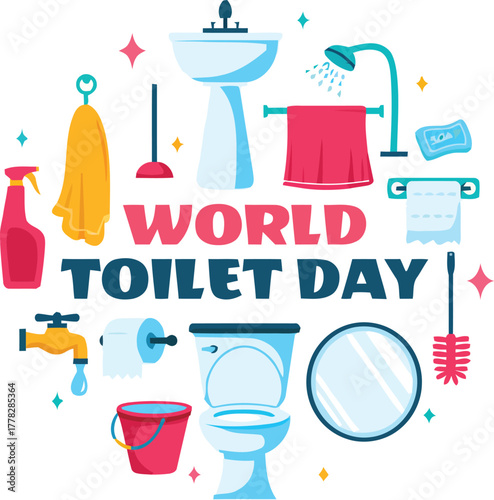 Celebrate World Toilet Day with vibrant bathroom essentials promoting hygiene and sanitation awareness, supporting global health initiatives for cleaner world