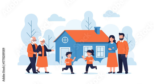 Family Gathering at Home for Christmas Holiday