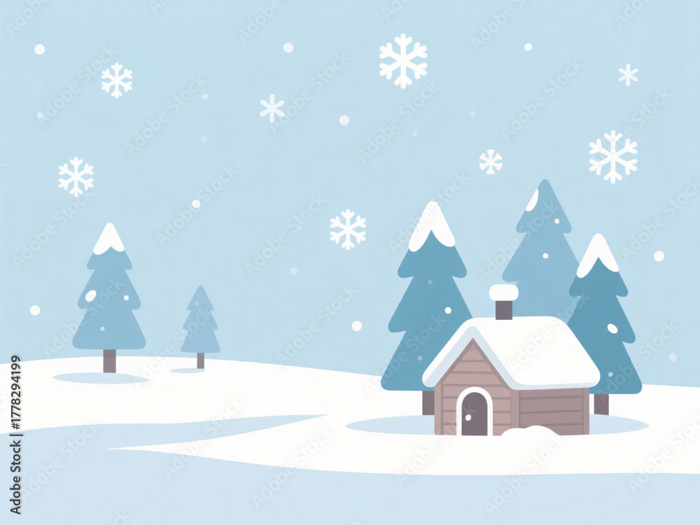 Fototapeta premium Minimalist Winter Scenery Illustration