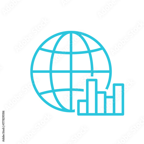 Economy. Globe. Isolated on white. Blue icon.