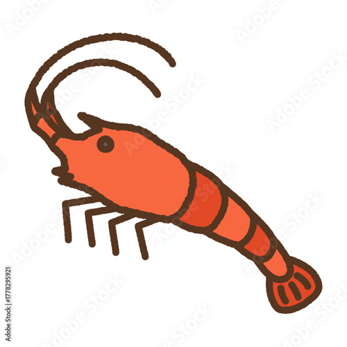 手書き風の単品アイコンイラスト　海老