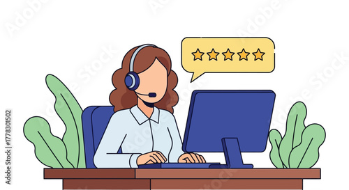Customer service representative online support help desk feedback vector
