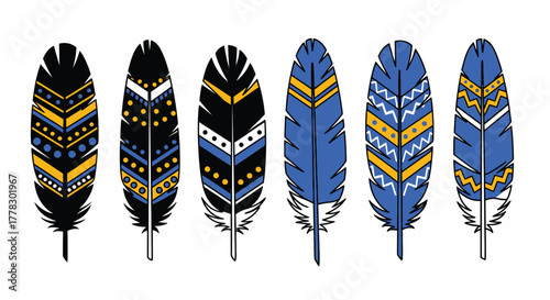 Vector feather illustration tribal feathers boho feather collection vector