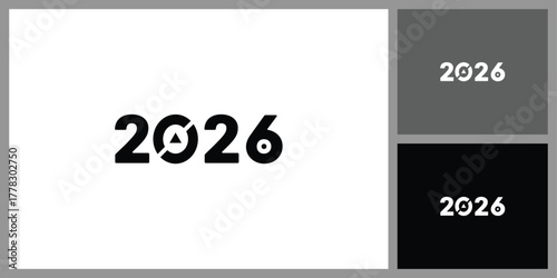 2026 Year Text Icon for New Year and Calendar Even