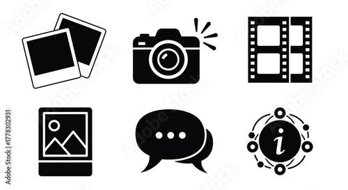 Stock photography icons camera film photo chat information vector vector