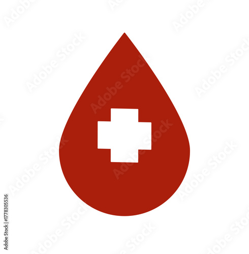 Blood Donation Symbol: Red Drop with White Cross