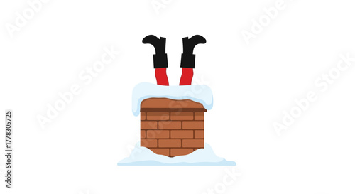 Funny Christmas: Santa's Legs in Chimney