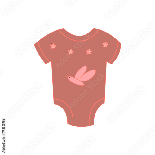 Baby Bodysuit with Dragonfly Applique, Pink and Coral