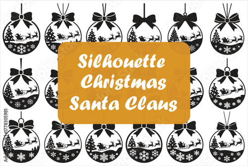 A magical Christmas illustration featuring Santa Claus on his sleigh flying across the moonlit sky, led by reindeer