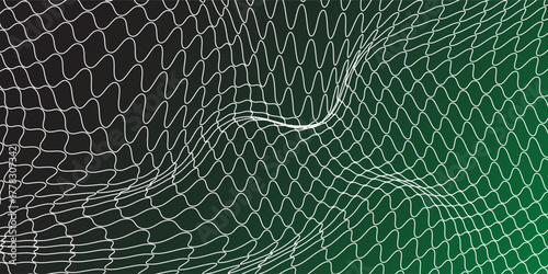 Soccer Ball illuminated green light in the Goal Net. illustration. vector eps10.