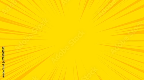 Yellow cartoon comic speed radial lines abstract background