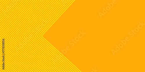 Abstract yellow gradient arrow shape overlay layer background with arrow pattern and shadow. Modern graphic element. Suit for poster, brochure, banner, business, cover, web, flyer. Vector illustration