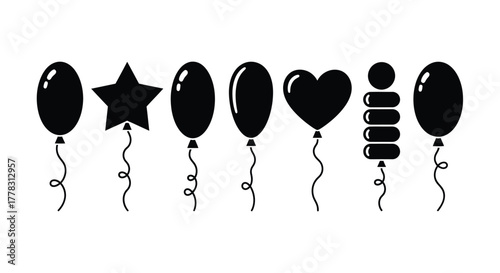 Black balloons vector illustration party decoration graphic design editable