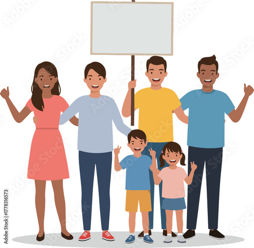 Diverse Group Of People Holding A Blank Sign Standing Together