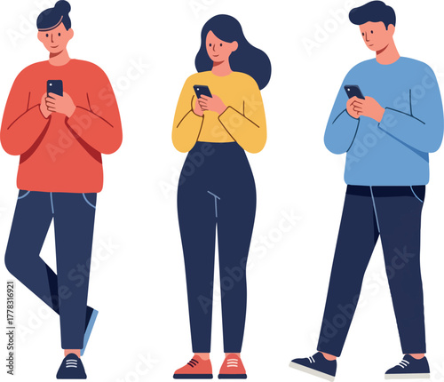 Diverse People Using Smartphones Technology Social Media Connection