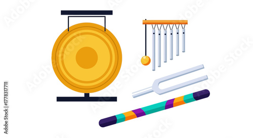 Illustration of musical instruments including a