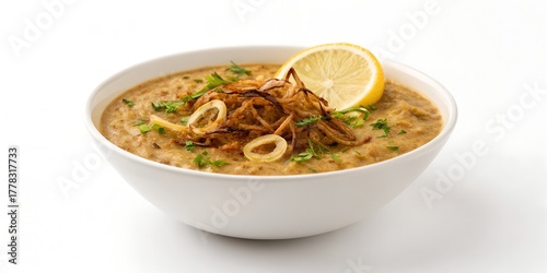 haleem garnished with fried