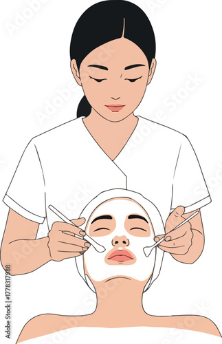 Facial Mask Application Gentle Skincare Beauty Treatment by Cosmetologist