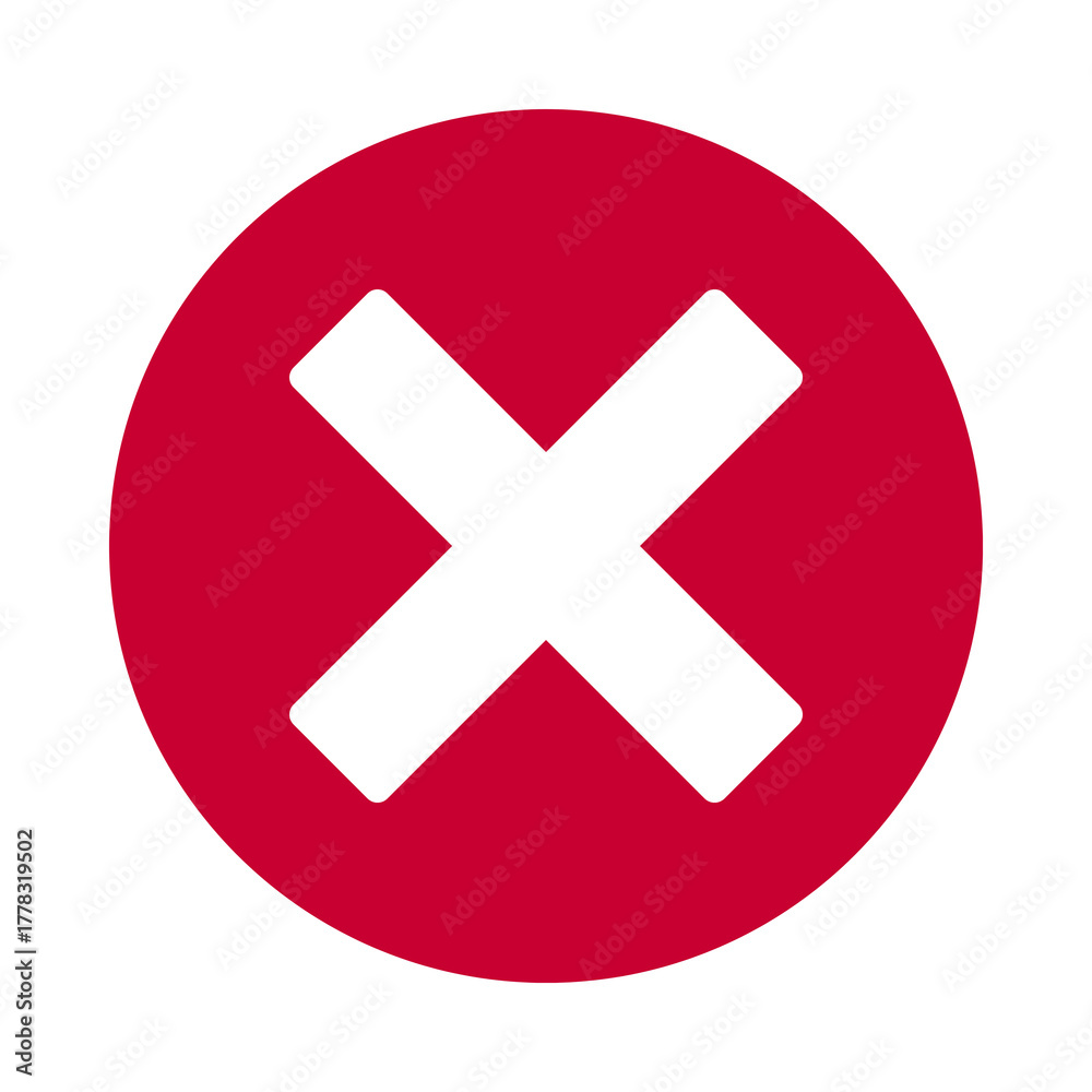 Obraz premium Red circle with a black cross symbol isolated on transparent background