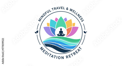 Logo for a meditation retreat with lotus flower