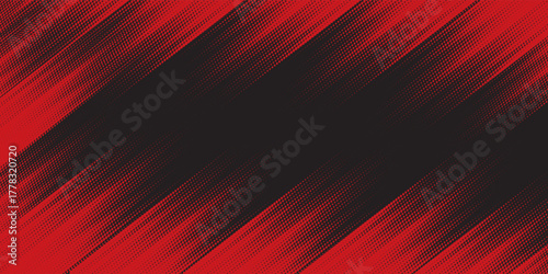 Red and black gradient grunge texture background with halftone dots. Pop art comic sports style vector illustration.