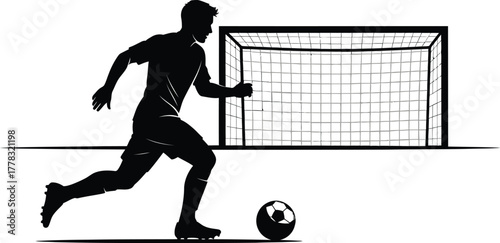 Soccer player dribbling ball