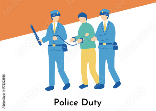 警察官に手錠をかけられる犯人