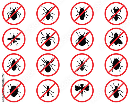 Farming & Crop Management Icon Collection – Disease-Resistant Plants, Pests, and Fertility Symbols