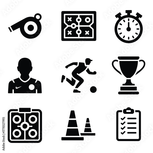Football and soccer sport icons for various applications.