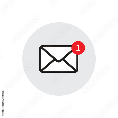 Email notification speech grey bubble icon vector design template, Concept of you've got mail and full inbox