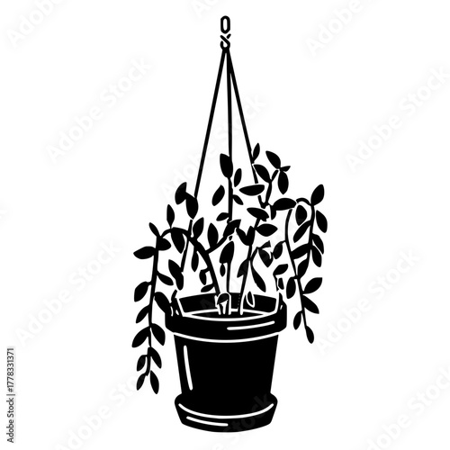 Playful Black Dog Silhouette Waving Against White