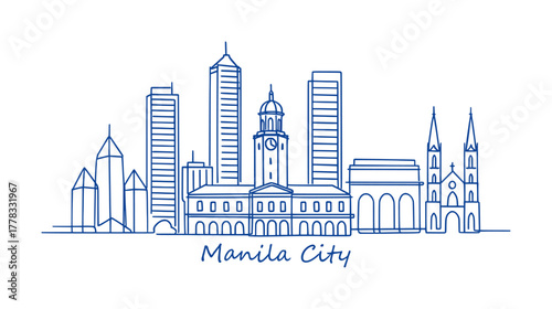 sketch drawing of manila city - continous line (artwork 1)
