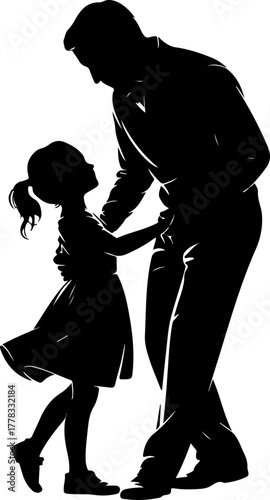 father and daughter dancing silhouette vector illustration