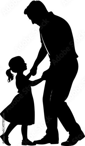 father and daughter dancing silhouette vector illustration