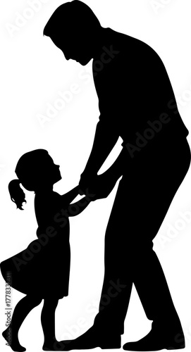 father and daughter dancing silhouette vector illustration