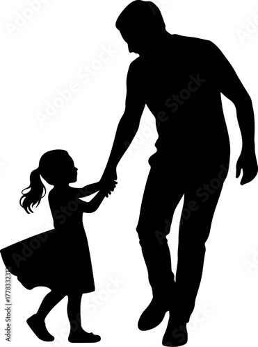 father and daughter dancing silhouette vector illustration