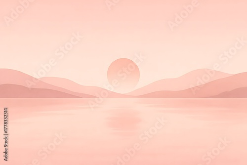 고요한 호수의 일출